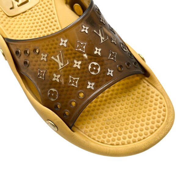 LOUIS VUITTON Vintage Monogram Logo Slide Sandals #36 US 6 Brown Rubber [103925] - Picture 11 of 13